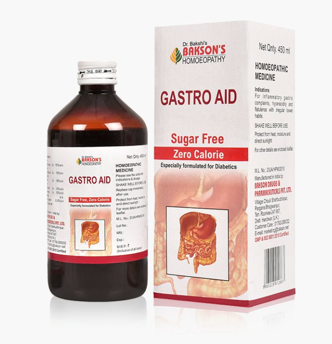 Show details for Bakson's Homeopathy Gastro Aid Syrup Sugar Free - 450 ML Picture of Bakson's Homeopathy Gastro Aid Syrup Sugar Free - 450 ML