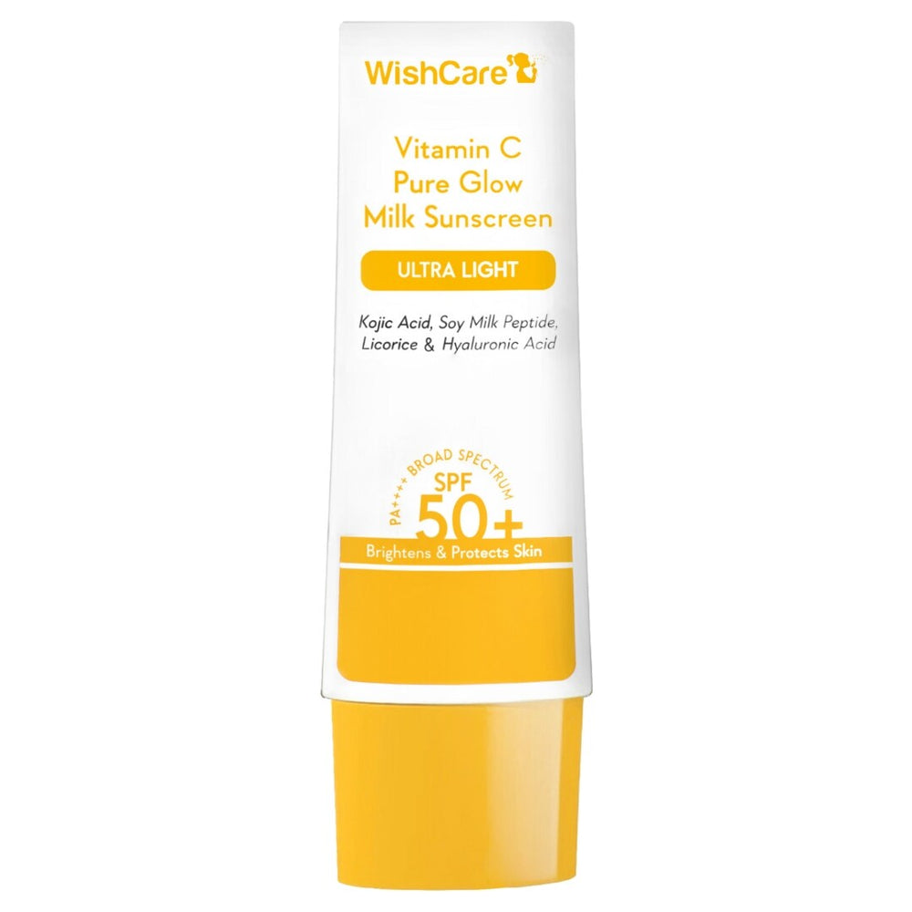 Show details for WishCare Vitmain C Pure Glow Milk Sunscreen SPF 50 - 50 GM Picture of WishCare Vitmain C Pure Glow Milk Sunscreen SPF 50 - 50 GM