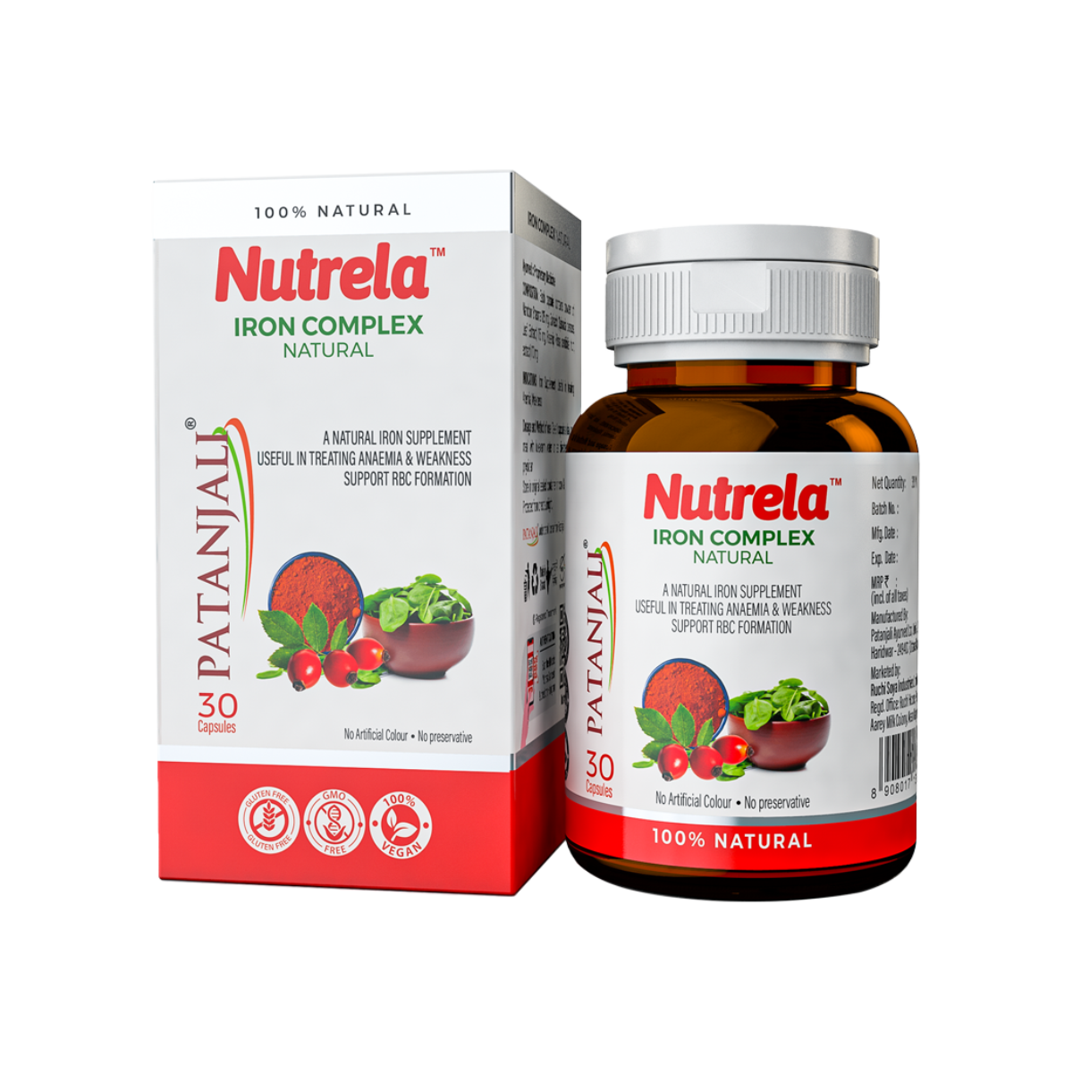 Picture of Patanjali Nutrela Iron Complex Natural Capsules - 30 N
