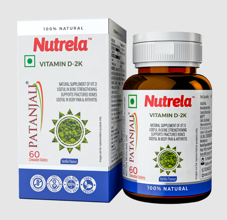 Show details for Patanjali Nutrela Vitamin D-2K Chewable Tablet - Vanilla Flavor - 60 Tabs Picture of Patanjali Nutrela Vitamin D-2K Chewable Tablet - Vanilla Flavor - 60 Tabs