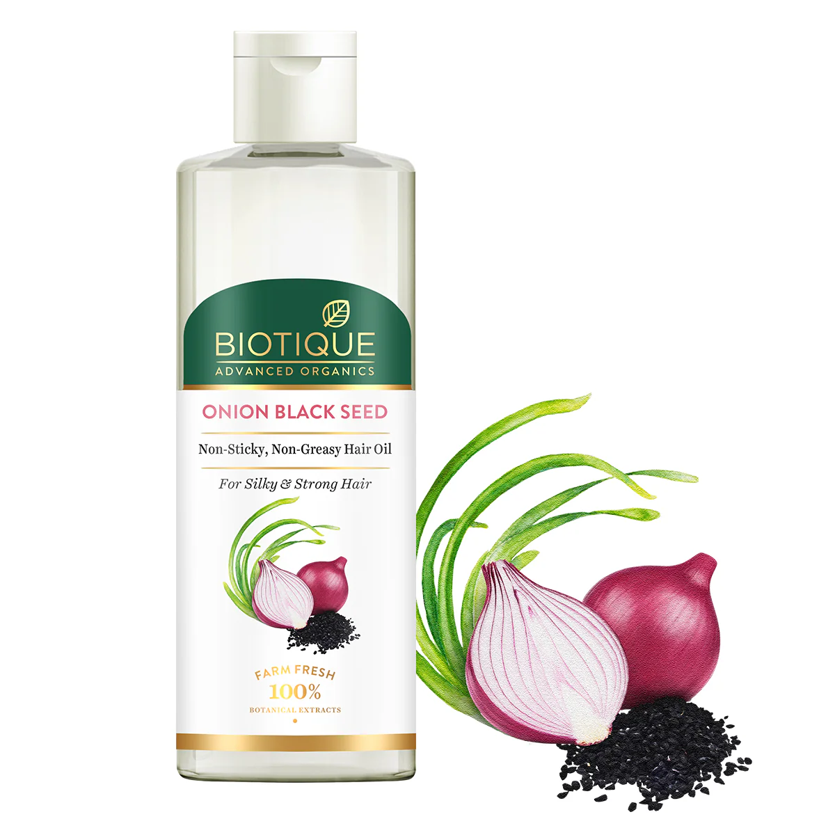 Picture of Biotique Advanced Organics Onion Black Seed No-Sticky No-Greasy Hair Oil - 200 ML