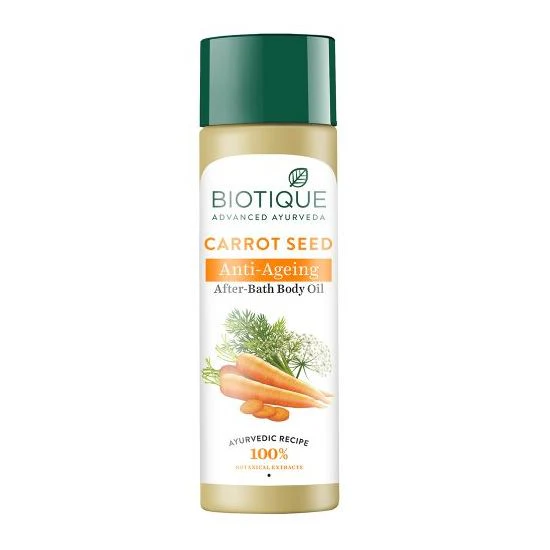 Show details for Biotique Advanced Ayurveda Bio Carrot Seed Anti-Aging After-Bath Body Oil - 120 ML Picture of Biotique Advanced Ayurveda Bio Carrot Seed Anti-Aging After-Bath Body Oil - 120 ML