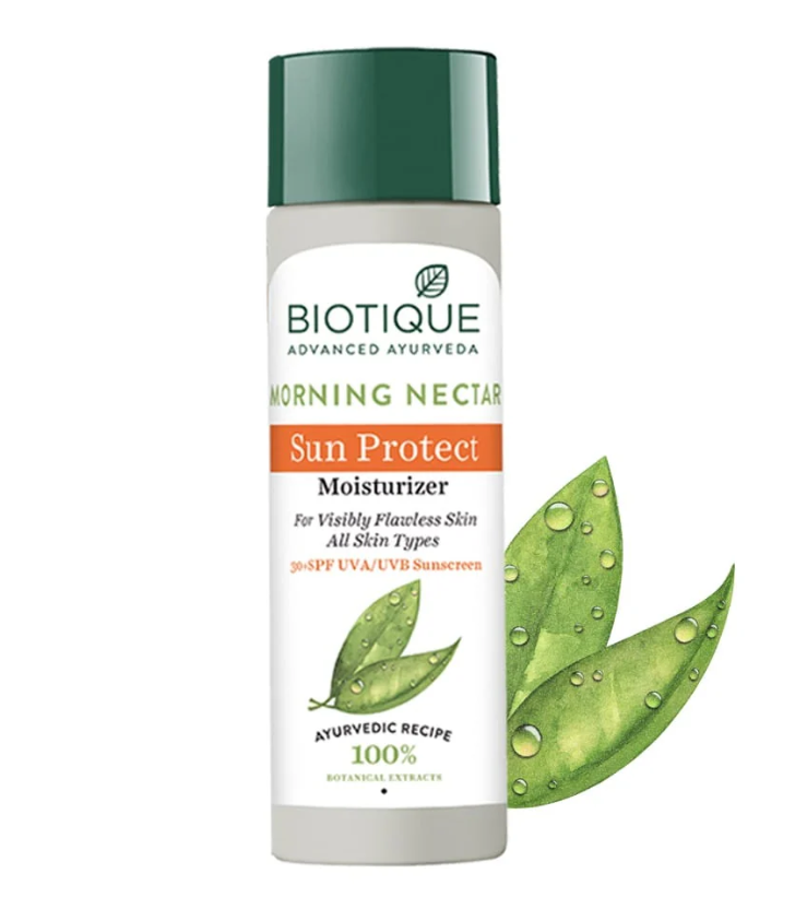 Picture of Biotique Advanced Ayurveda Bio Morning Nectar Visibly Flawless Sun Protector 30+SPF UVA/UVB Sunscreen - 120 ML