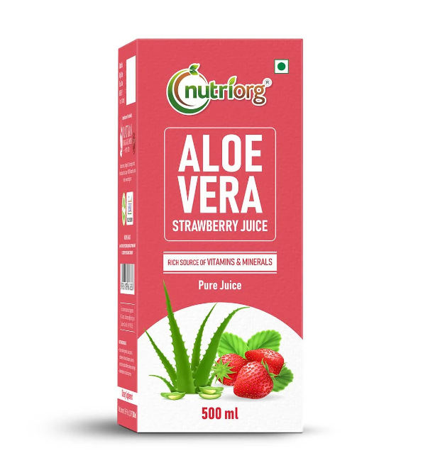 Picture of Nutriorg Aloevera Strawberry Juice - 500ml