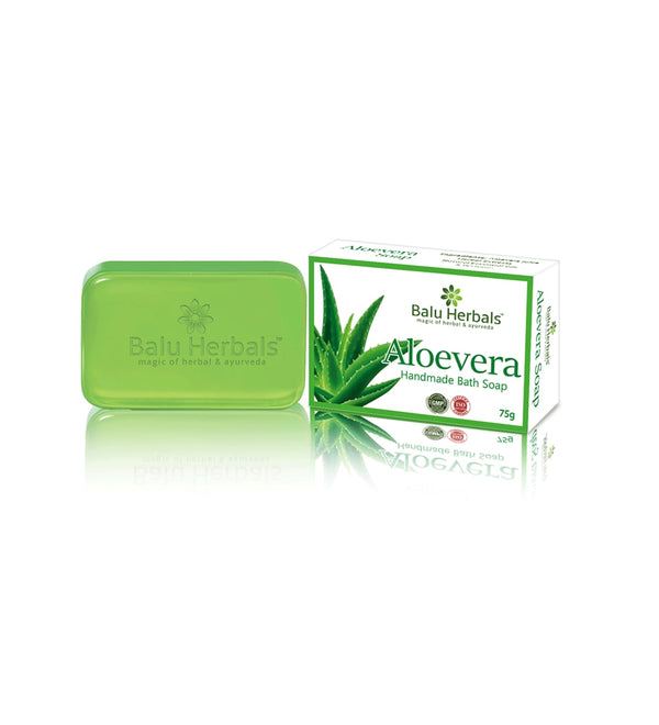 Show details for Balu Herbals Aloe vera Soap - 75 GM Picture of Balu Herbals Aloe vera Soap - 75 GM