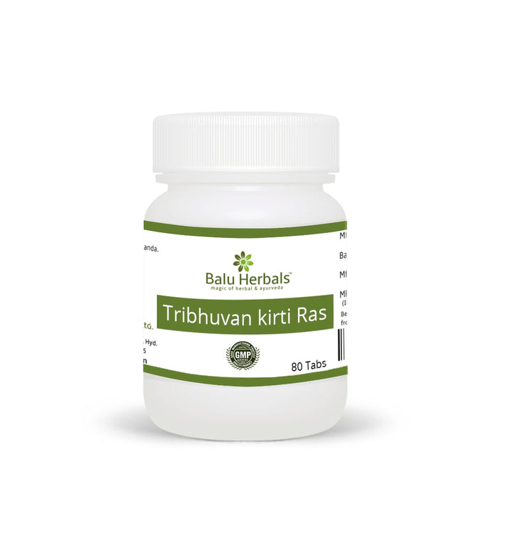 Show details for Balu Herbals Tribhuvan Kirti Ras - 80 Tabs Picture of Balu Herbals Tribhuvan Kirti Ras - 80 Tabs