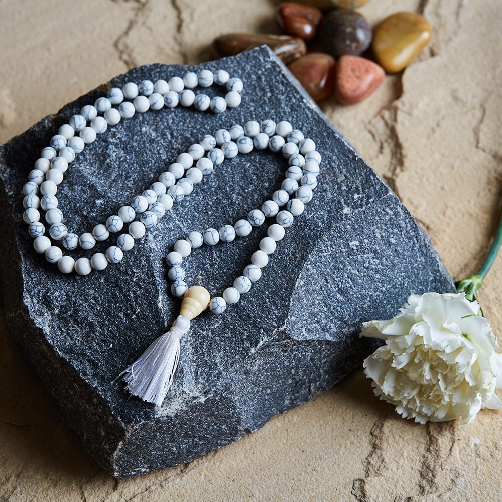 Picture of Svastika Ethereal Howlite Meditation Beads Mala