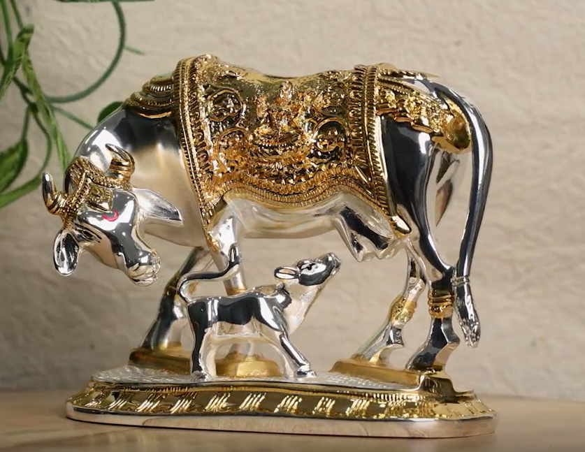 Show details for Svastika Vastu Kamdhenu Cow with Calf Idol - 2.5 Inches Picture of Svastika Vastu Kamdhenu Cow with Calf Idol - 2.5 Inches