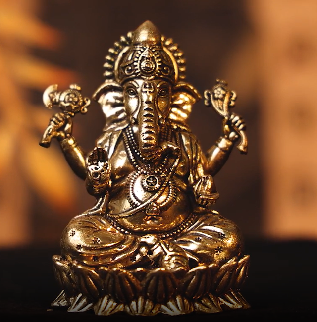 Show details for Svastika Brass Left-Trunk Ganesha Murti 3 Idol Sitting on Lotus for Home Mandir Picture of Svastika Brass Left-Trunk Ganesha Murti 3 Idol Sitting on Lotus for Home Mandir