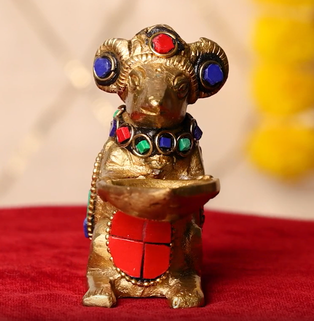 Show details for Svastika Mushak Maharaj Diya Solid Brass Diya for Ganesh Ji Pooja & Gifting - 3 Inches Picture of Svastika Mushak Maharaj Diya Solid Brass Diya for Ganesh Ji Pooja & Gifting - 3 Inches