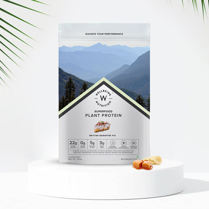 Show details for Wellbeing Nutrition Superfood Plant Protein Isolate British Banoffee Pie - 500 GM Picture of Wellbeing Nutrition Superfood Plant Protein Isolate British Banoffee Pie - 500 GM
