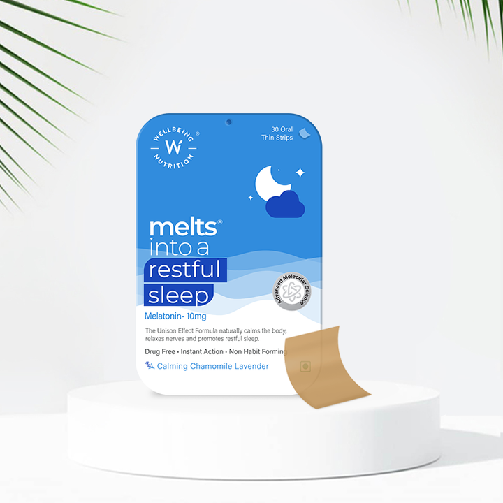 Show details for Wellbeing Nutrition Melts Restful Sleep Oral Strips Calming Chamomile Lavender Flavor - 30 Strips Picture of Wellbeing Nutrition Melts Restful Sleep Oral Strips Calming Chamomile Lavender Flavor - 30 Strips