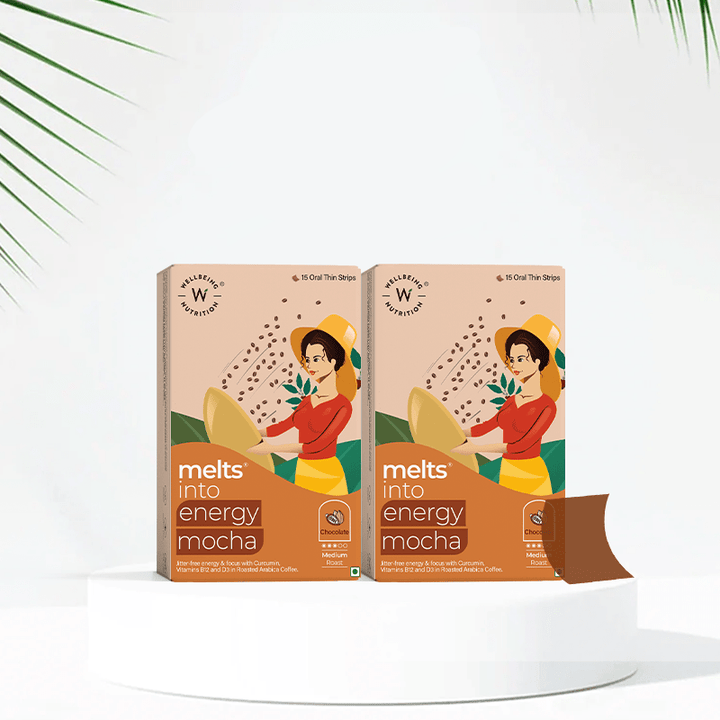 Show details for Wellbeing Nutrition Melts Energy Mocha Strips Chocolate Flavor - 15 Strips - Pack of 2 Picture of Wellbeing Nutrition Melts Energy Mocha Strips Chocolate Flavor - 15 Strips - Pack of 2