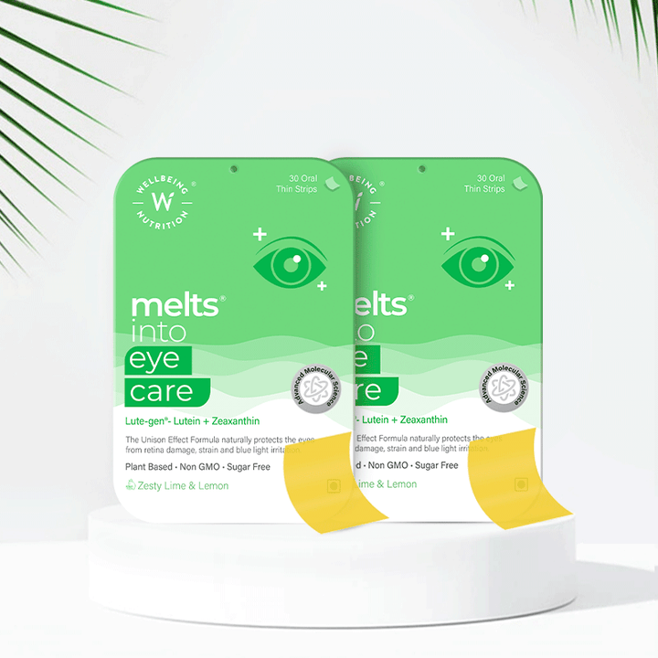 Show details for Wellbeing Nutrition Melts Eye Care Vitamins Zesty Lime & Lemon Flavor - 30 Strips - Pack of 2 Picture of Wellbeing Nutrition Melts Eye Care Vitamins Zesty Lime & Lemon Flavor - 30 Strips - Pack of 2