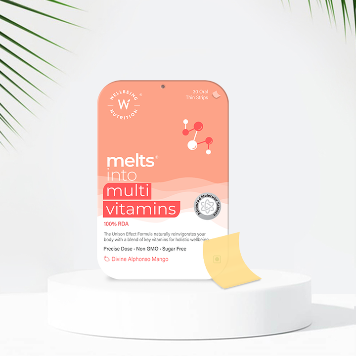 Show details for  Wellbeing Nutrition Melts Into Multivitamins Oral Strips-Divine Alphonso Mango Flavor- 30 Strips Picture of  Wellbeing Nutrition Melts Into Multivitamins Oral Strips-Divine Alphonso Mango Flavor- 30 Strips