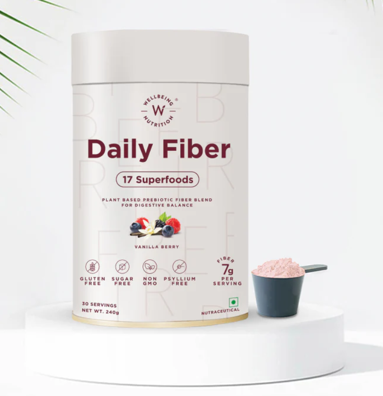 Picture of Wellbeing Nutrition Daily Fiber Powder Vanilla Berry Flavor - 240 GM