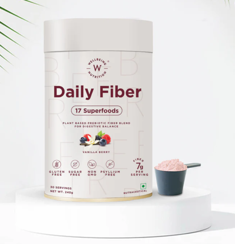 Show details for Wellbeing Nutrition Daily Fiber Powder Vanilla Berry Flavor - 240 GM Picture of Wellbeing Nutrition Daily Fiber Powder Vanilla Berry Flavor - 240 GM