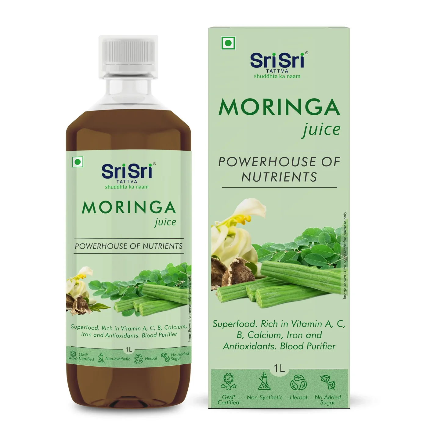 Show details for Sri Sri Tattva Moringa Juice Powerhouse of Nutrients - 1L Picture of Sri Sri Tattva Moringa Juice Powerhouse of Nutrients - 1L