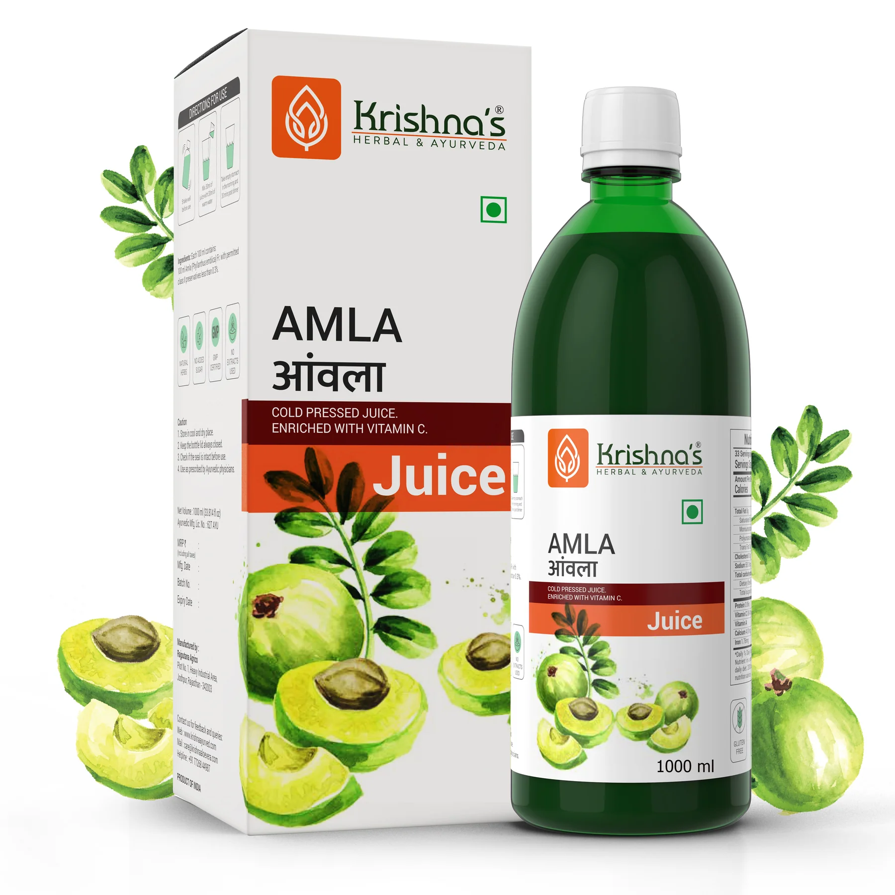 Show details for Krishna's Herbal & Ayurveda Amla Juice - 1000 ML Picture of Krishna's Herbal & Ayurveda Amla Juice - 1000 ML