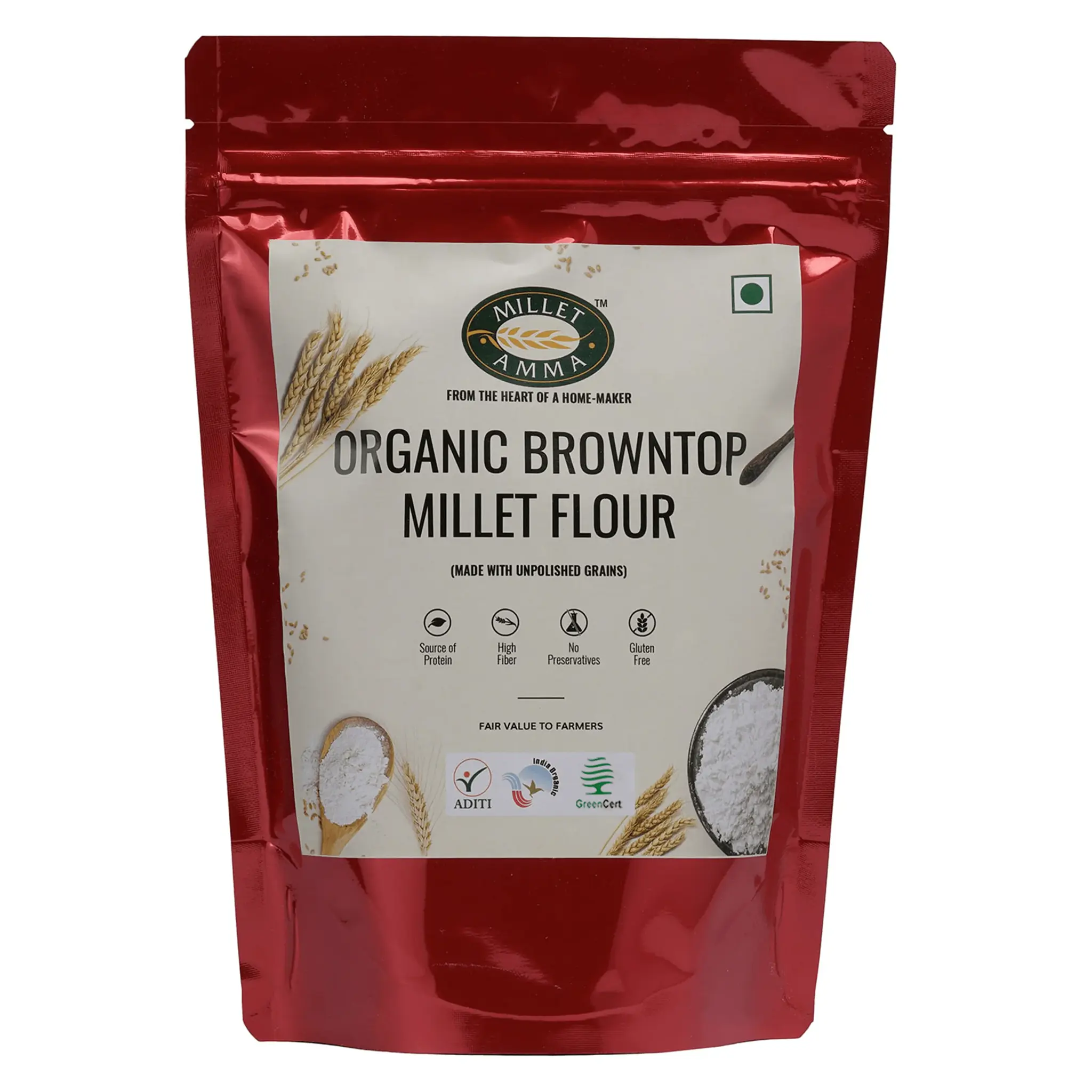 Show details for Millet Amma Organic Browntop Millet Flour - 500 GM Picture of Millet Amma Organic Browntop Millet Flour - 500 GM