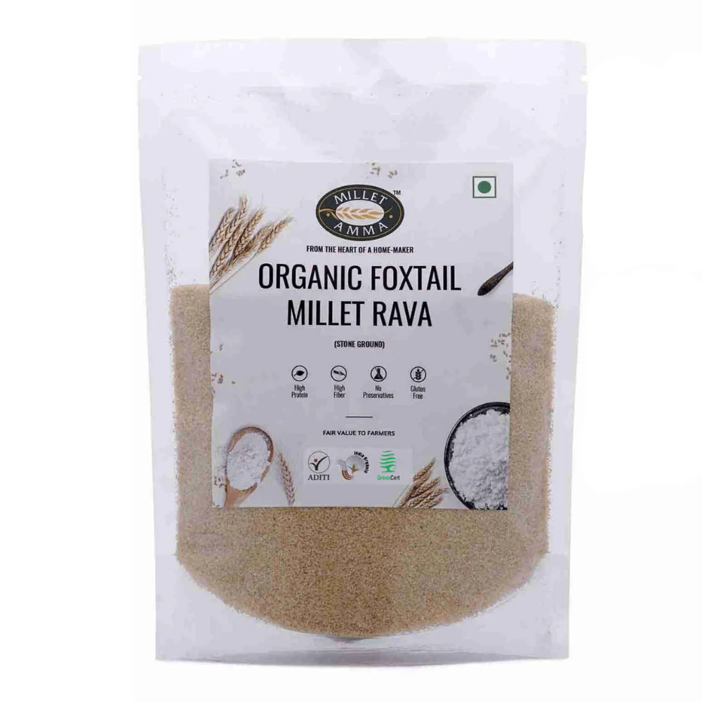 Show details for Millet Amma Organic Foxtail Millet Rava - 500 GM Picture of Millet Amma Organic Foxtail Millet Rava - 500 GM