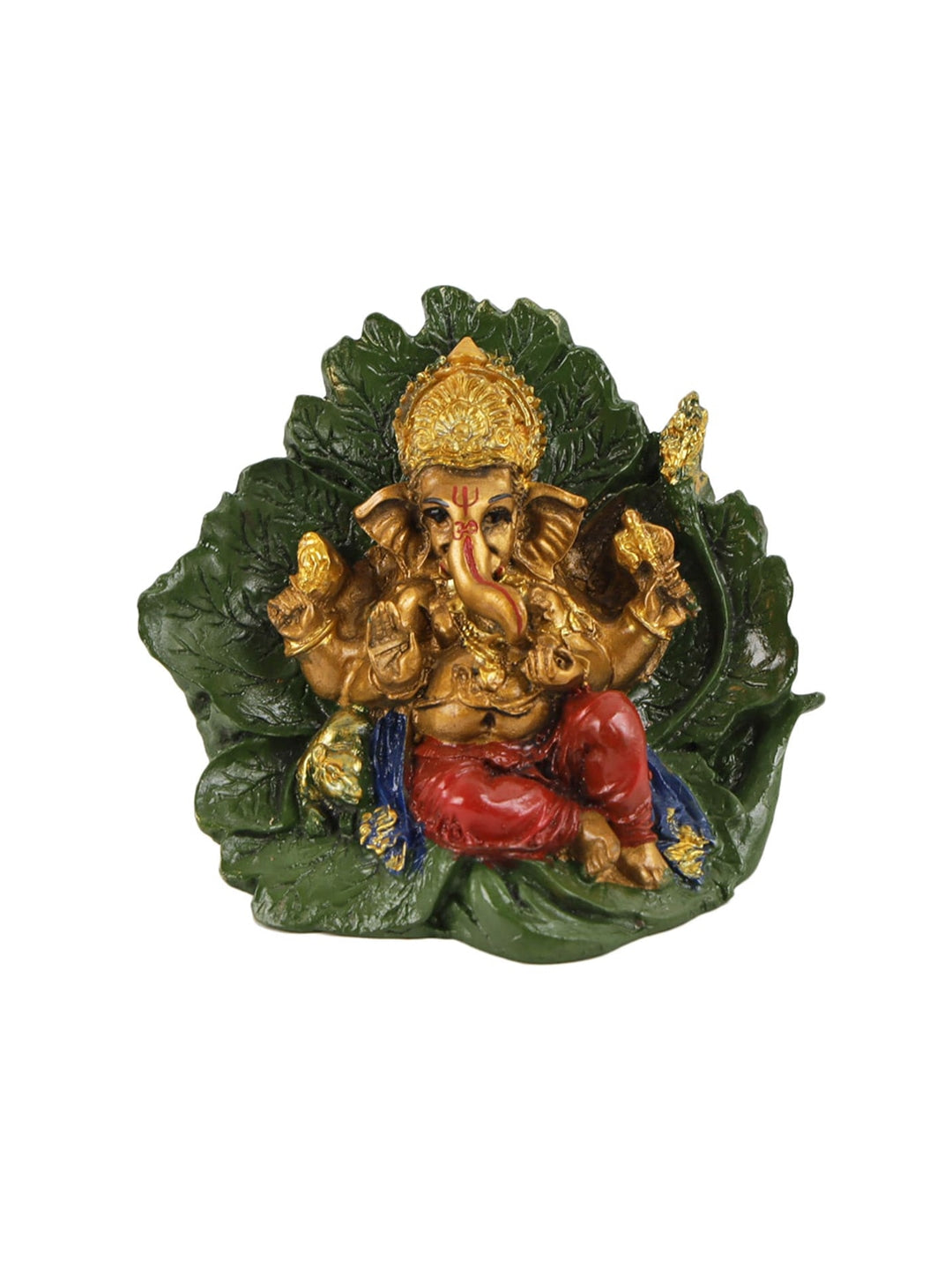 Picture of Tied Ribbons Gold-Toned and Green Ganesha Idol