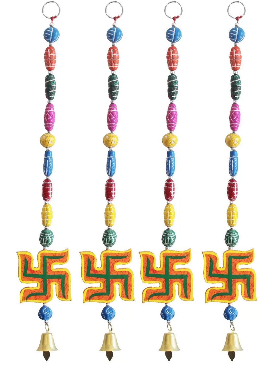 Picture of Tied Ribbons Multi colour Swastik Latkan Wall decorative Hanging - Set of 4