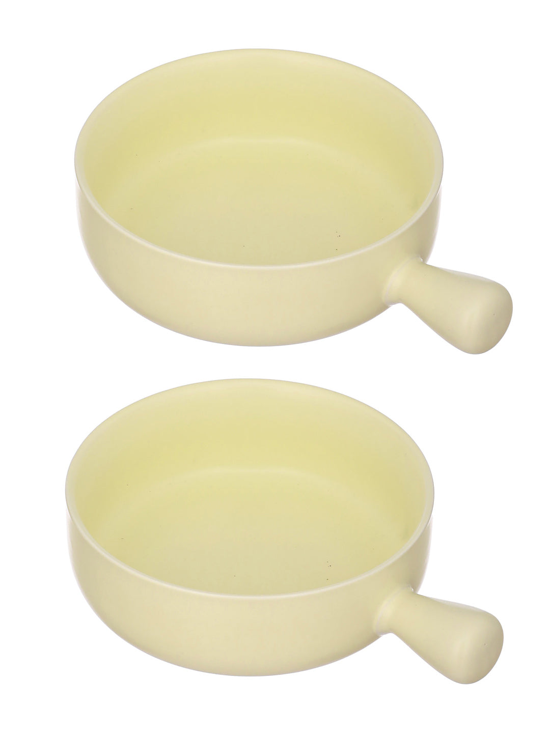 Picture of Tied Ribbons 2 Pieces Ivory White Ceramic Matte Bowls With Handle - 750 ML