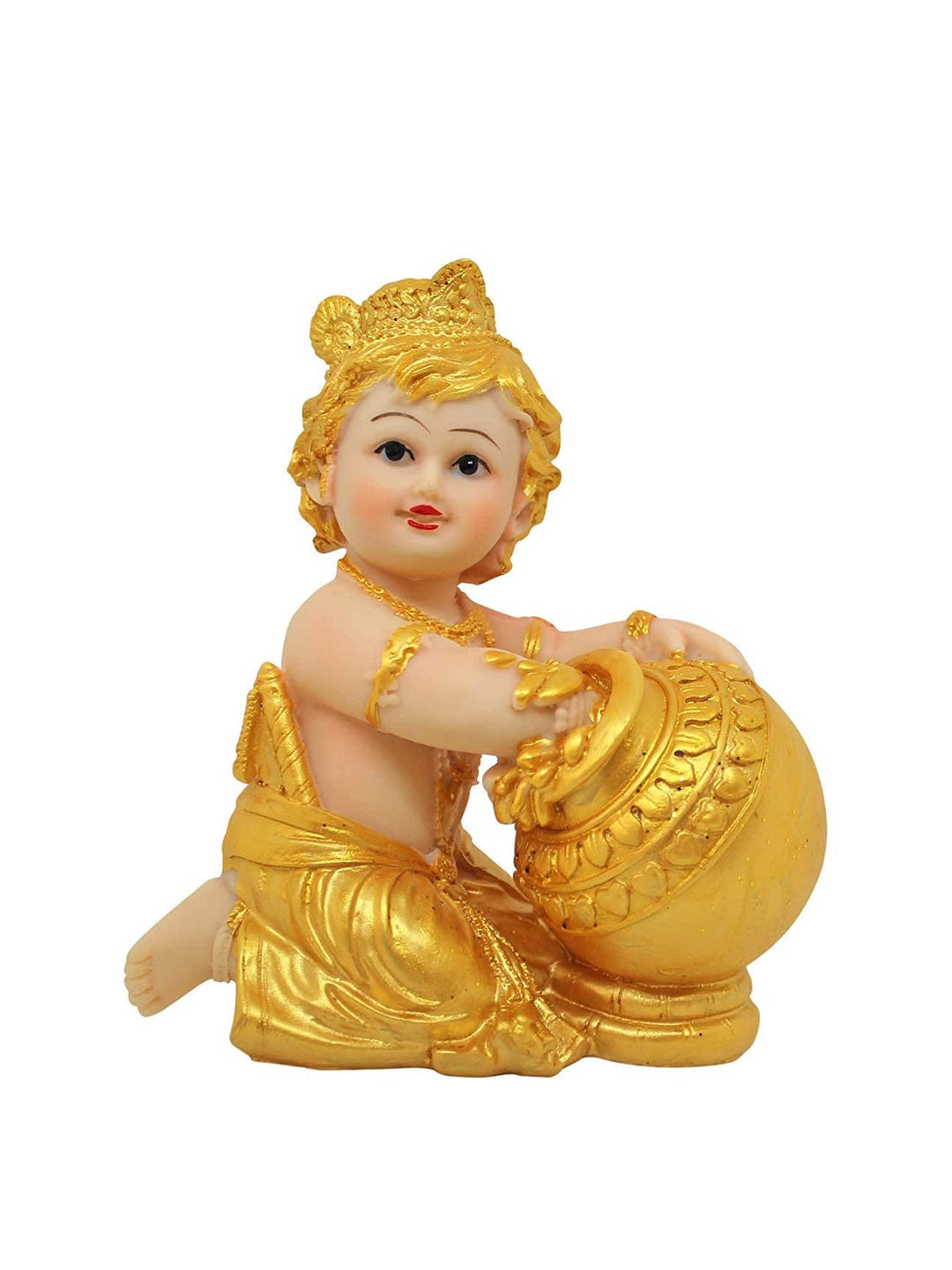 Picture of Tied Ribbons Gold-Toned and Beige Handcrafted Lord Krishna Makhan Chor Showpiece