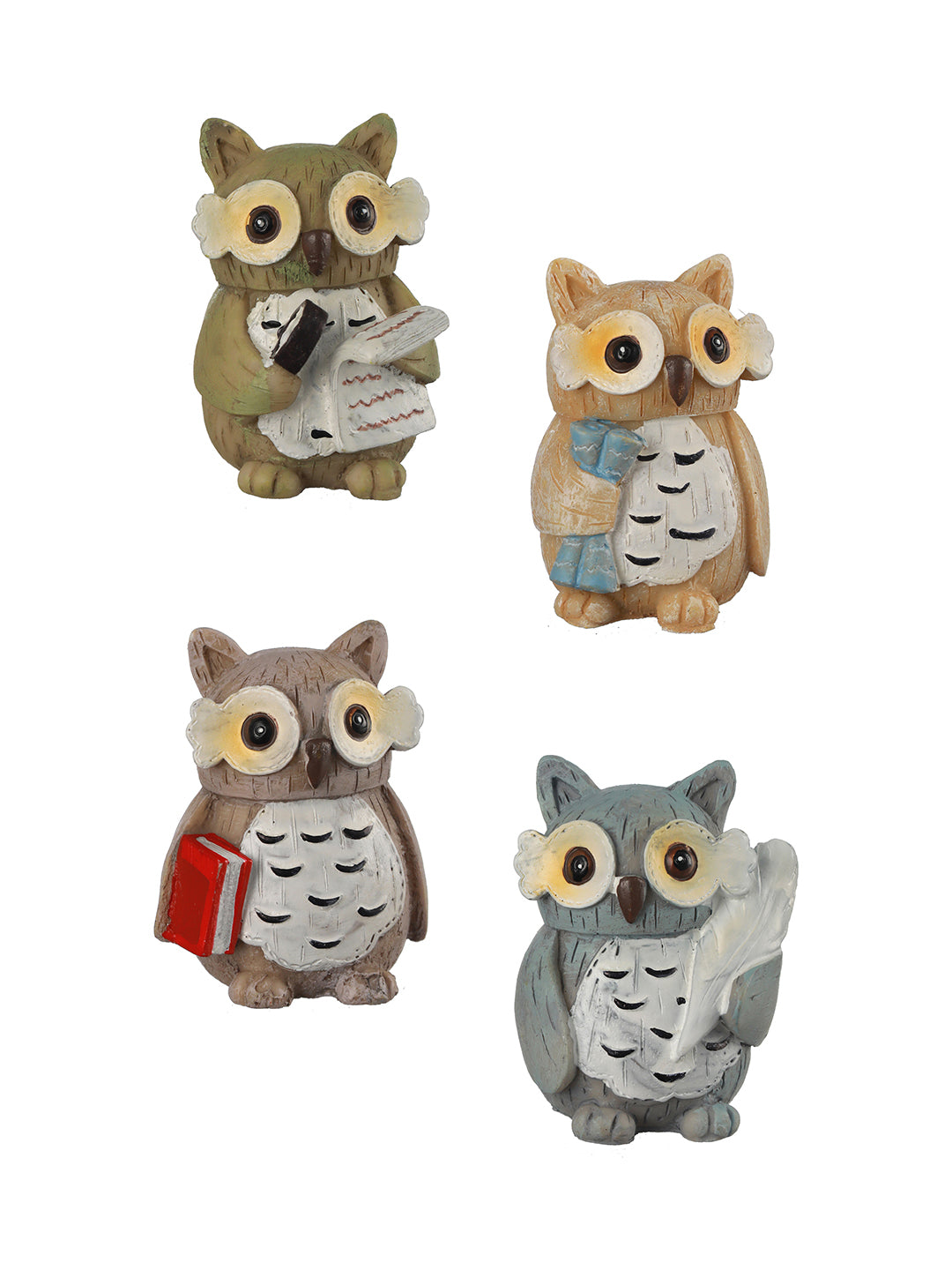 Picture of Tied Ribbons Brown & Beige Owl Miniature Figurine Showpieces - 4 Pieces