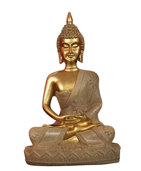 Show details for Tied Ribbons Gold Toned Meditating Buddha Statue Idol Decorative Picture of Tied Ribbons Gold Toned Meditating Buddha Statue Idol Decorative