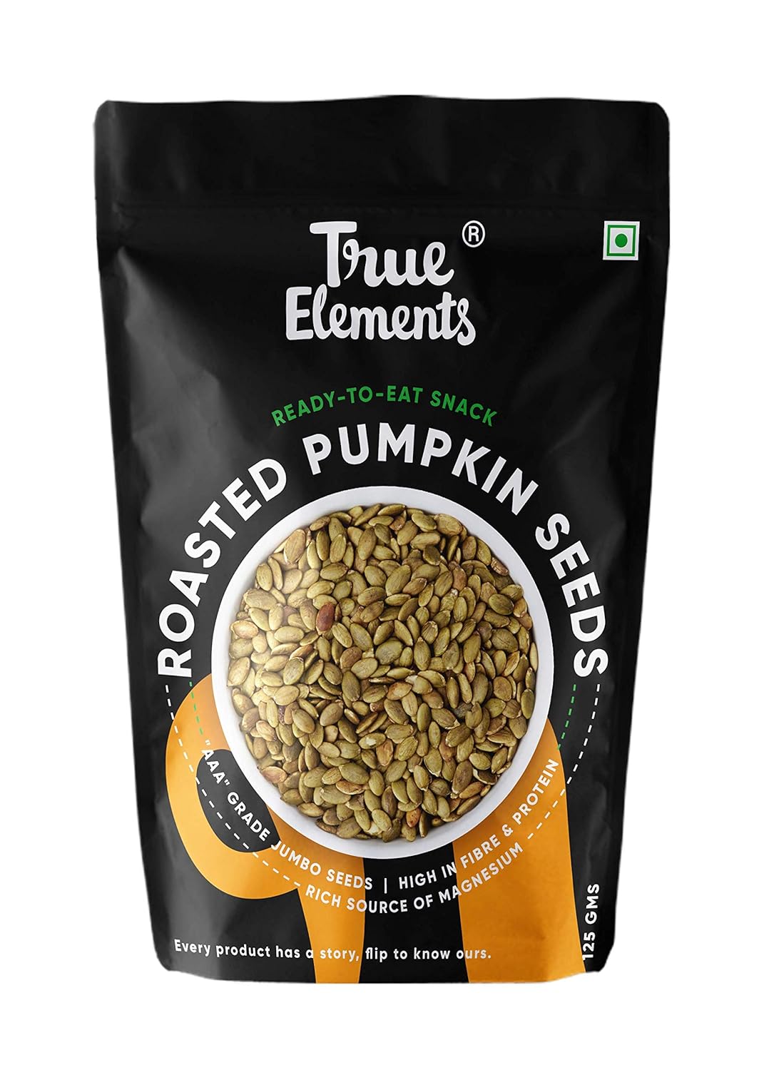 Show details for True Elements Roasted Pumpkin Seeds - 125 GM Picture of True Elements Roasted Pumpkin Seeds - 125 GM
