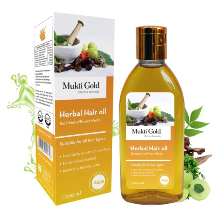 Picture of Axiom Mukti Gold Herbal Hair Oil - 200 ML