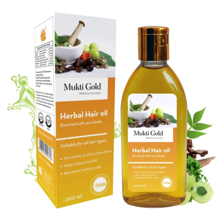 Show details for Axiom Mukti Gold Herbal Hair Oil - 200 ML Picture of Axiom Mukti Gold Herbal Hair Oil - 200 ML