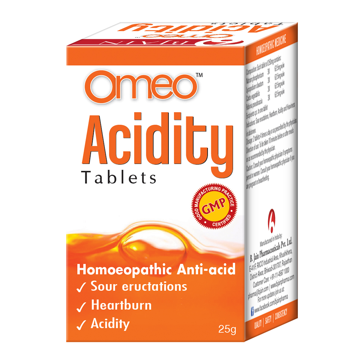 Picture of Bjain Homeopathy Omeo Acidity Tablet - 25 GM