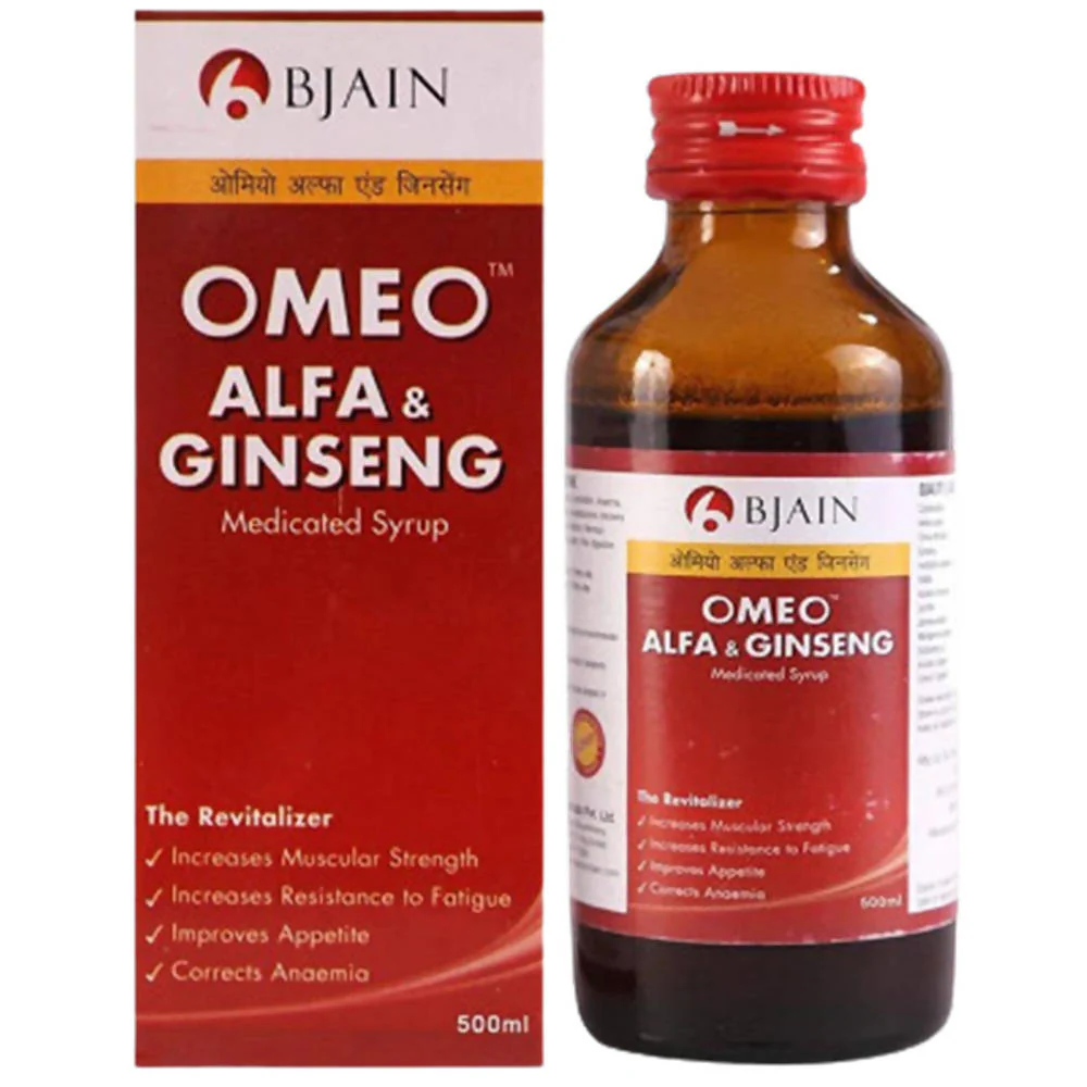 Show details for Bjain Homeopathy Omeo Alfa & Ginseng Syrup - 500 ML Picture of Bjain Homeopathy Omeo Alfa & Ginseng Syrup - 500 ML