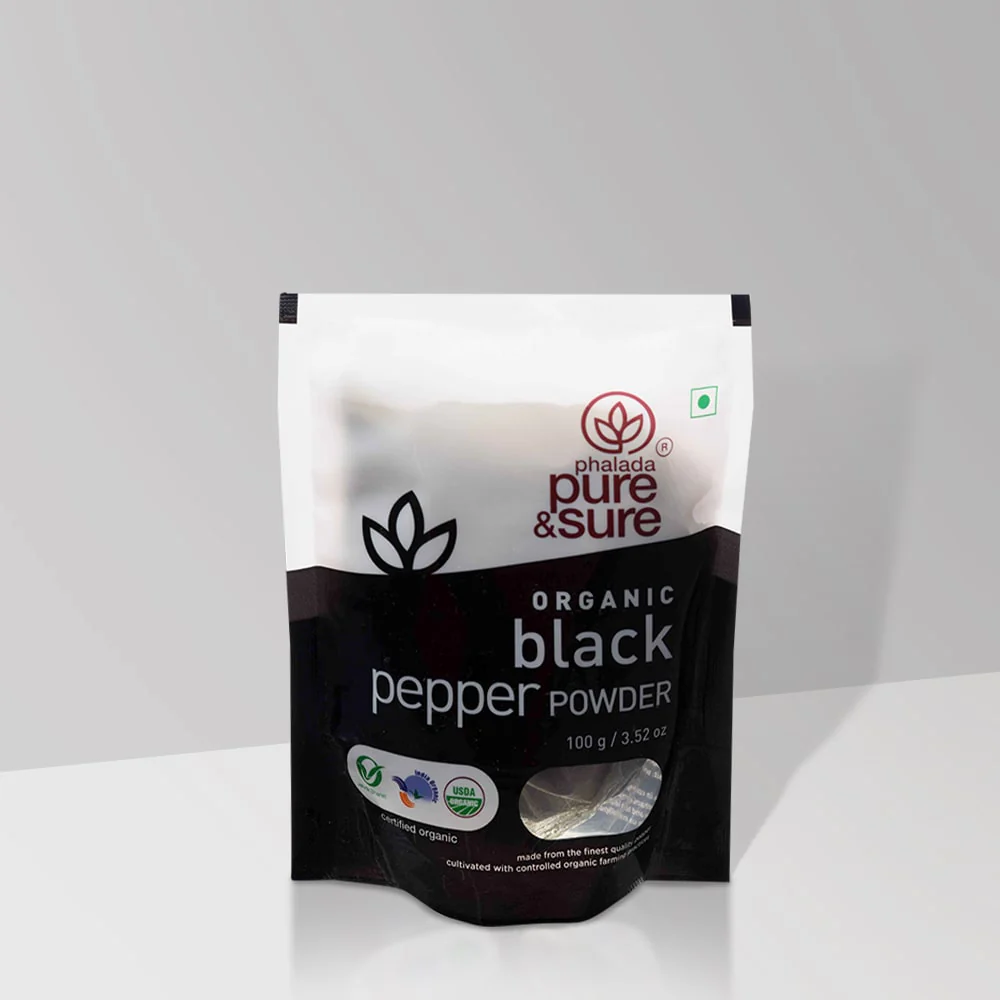 Show details for Phalada Pure & Sure Organic Black Pepper Powder - 100 GM Picture of Phalada Pure & Sure Organic Black Pepper Powder - 100 GM