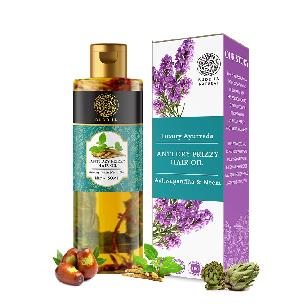 Show details for Buddha Natural Anti Dry Frizzy Hair Oil - For Instant Shine, Smoothness & Soft Hair - 150 ML Picture of Buddha Natural Anti Dry Frizzy Hair Oil - For Instant Shine, Smoothness & Soft Hair - 150 ML