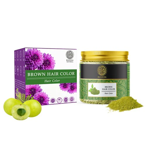 Picture of Buddha Natural Brown Hair Color- 100% Pure - Coloured Healthy Hair - 100 GM