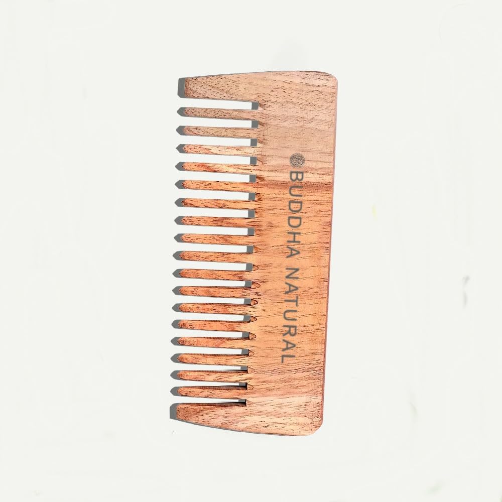 Show details for Buddha Natural Neem Wood Wide Tooth Shampoo Comb - 50 GM Picture of Buddha Natural Neem Wood Wide Tooth Shampoo Comb - 50 GM