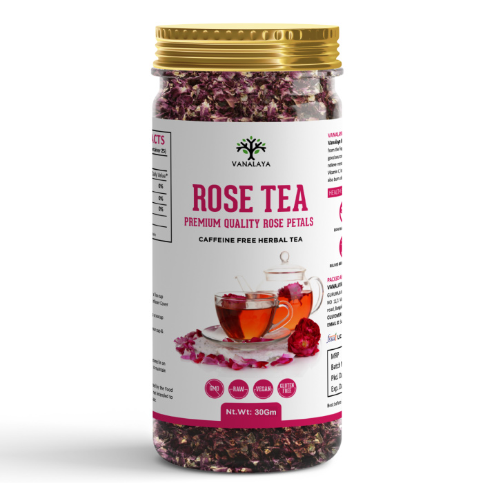 Picture of Vanalaya Rose Tea For Glowing Skin, Weight loss Made with 100% Natural Rose Petals - 30 gm