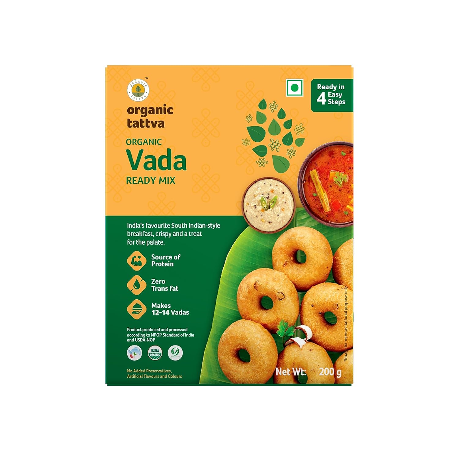 Picture of Organic Tattva Vada Ready Mix - 200 GM