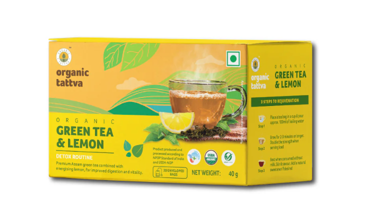 Show details for Organic Tattva Green Tea & Lemon - 40 GM - 20 Tea Bags Picture of Organic Tattva Green Tea & Lemon - 40 GM - 20 Tea Bags