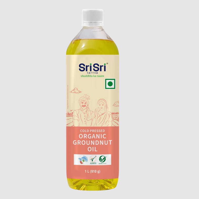 Picture of Sri Sri Tattva Organic Groundnut Oil Bottle - Cold Pressed Unrefined - 1 L