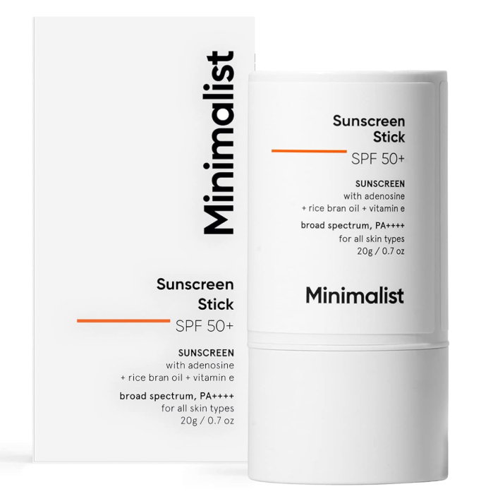 Picture of Minimalist SPF 50 Sunscreen Stick PA++++ With Adenosine, Rice Bran Oil & Vitamin E - 20 GM