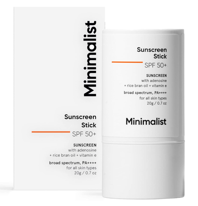 Show details for Minimalist SPF 50 Sunscreen Stick PA++++ With Adenosine, Rice Bran Oil & Vitamin E - 20 GM Picture of Minimalist SPF 50 Sunscreen Stick PA++++ With Adenosine, Rice Bran Oil & Vitamin E - 20 GM