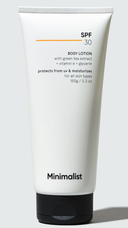 Show details for Minimalist SPF 30 Body Lotion With Vitamin E, Gylcerin & Green Tea Extract - 150 GM Picture of Minimalist SPF 30 Body Lotion With Vitamin E, Gylcerin & Green Tea Extract - 150 GM