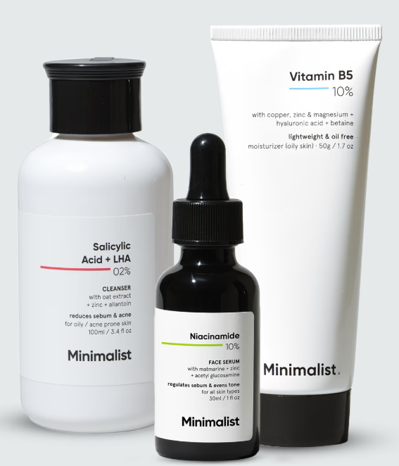 Picture of Minimalist Oily Skincare Kit For Women & Men, Face Wash, Serum & Moisturizer