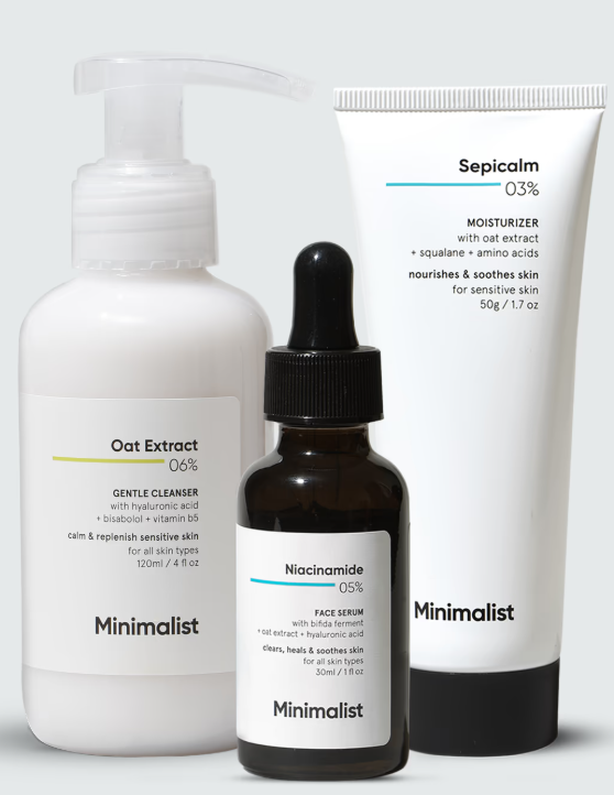 Show details for Minimalist Sensitive Skincare Kit - Face Wash, Serum & Moisturizer Picture of Minimalist Sensitive Skincare Kit - Face Wash, Serum & Moisturizer
