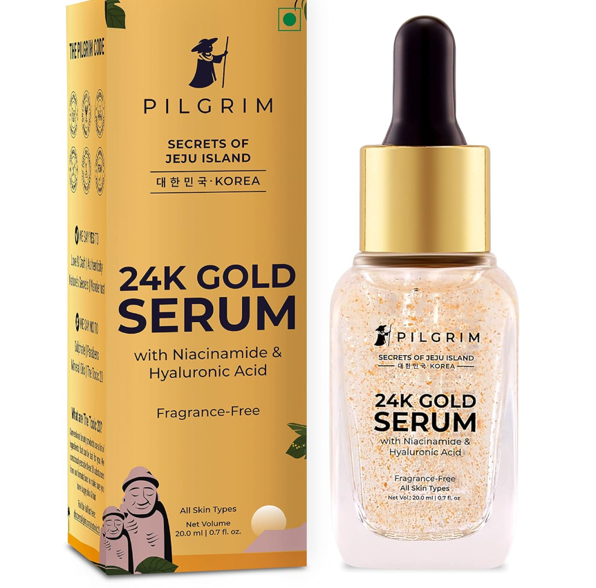 Picture of Pilgrim 24K Gold Face Serum With Niacinamide & Hyaluronic Acid, Dewy Primer For Face Make-Up- Korean Skin Care - 20 ML